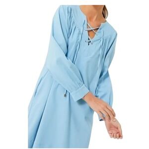 Pomander Place Tuckernuck‎ Robbie Blue Lace Up Shirt Dress Sz Small Quiet Luxury